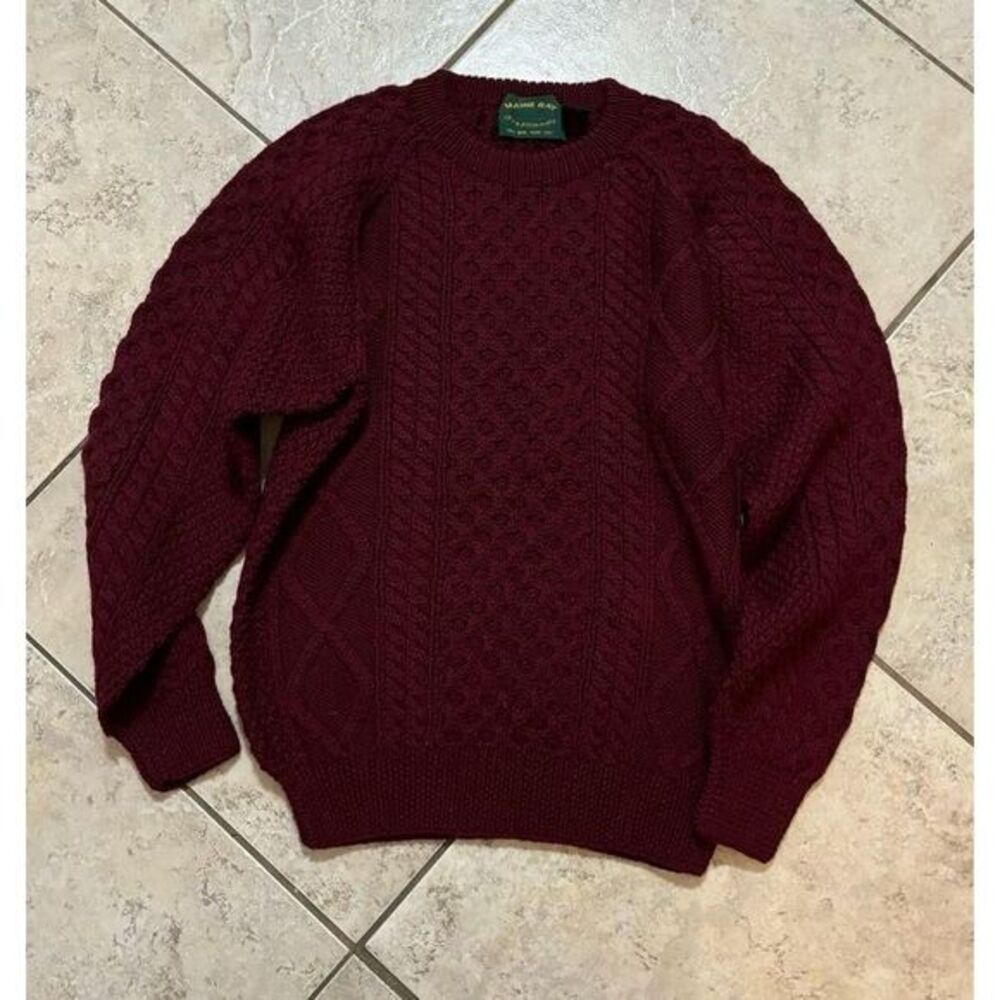 Burgandy‎ Wool hand knit sweater size S